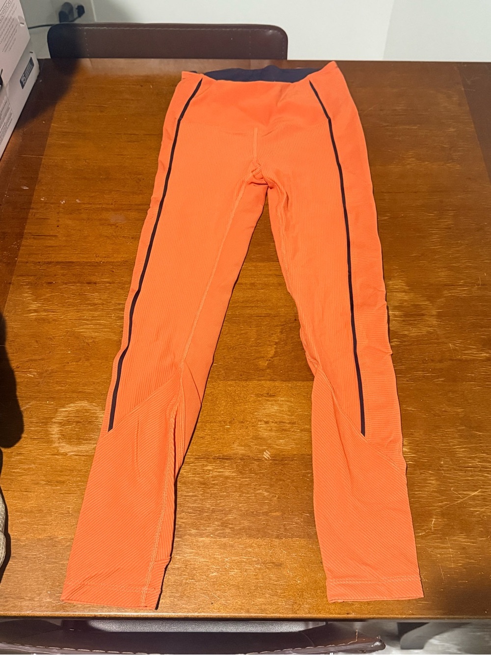 ZYIA Orange Leggings with Black Side Piping